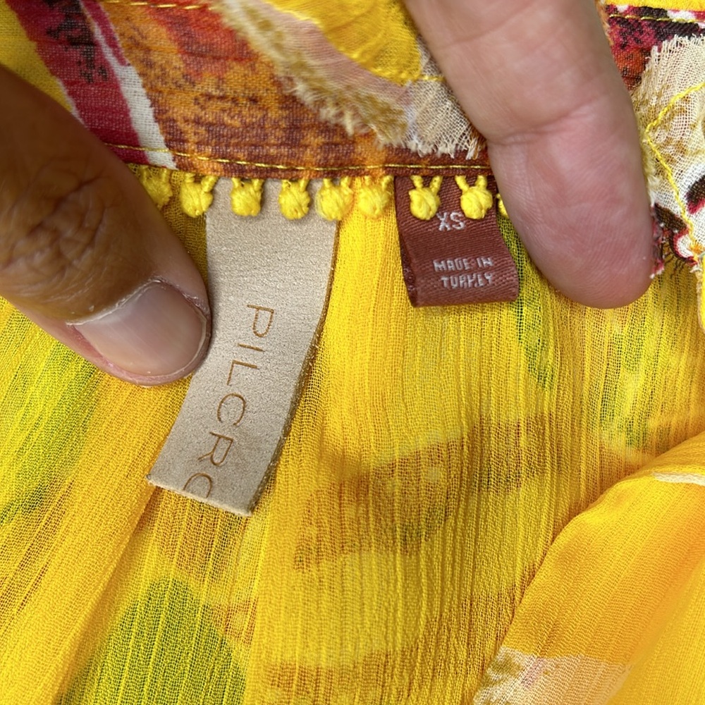 Anthropologie Yellow Floral Button-Up Blouse - Picture 9 of 15